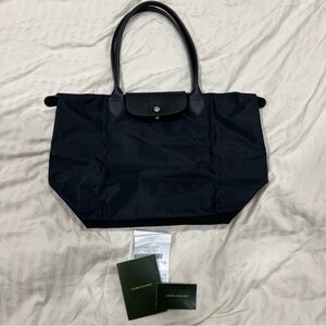 Authentic Longchamp Le Pliage Green Black - Large